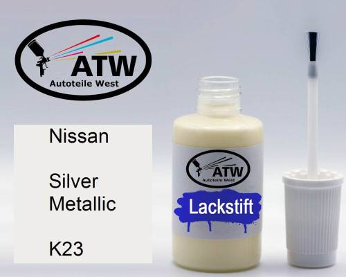 Nissan, Silver Metallic, K23: 20ml Lackstift, von ATW Autoteile West.